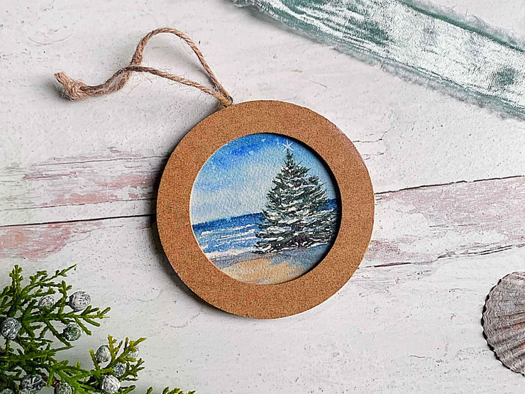 Hand-painted Watercolor "Beach Christmas Tree" Ornament