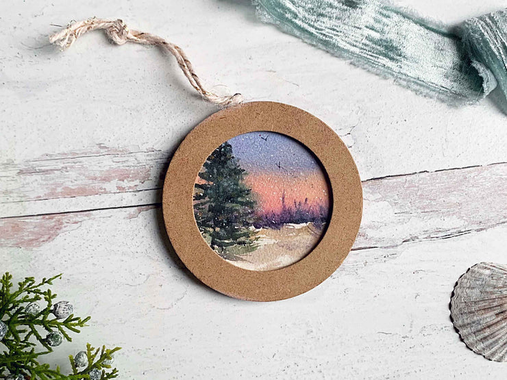 Hand-painted Watercolor "Beach Pine Tree" Ornament