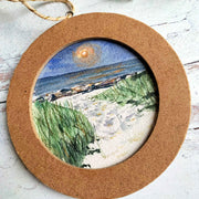 Hand-painted Watercolor "Beach Full Moon" Ornament