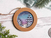 Hand-painted Watercolor "Winter Forest" Ornament
