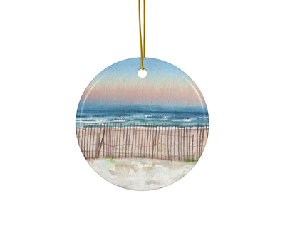 Beach Fence Ceramic Christmas Ornament
