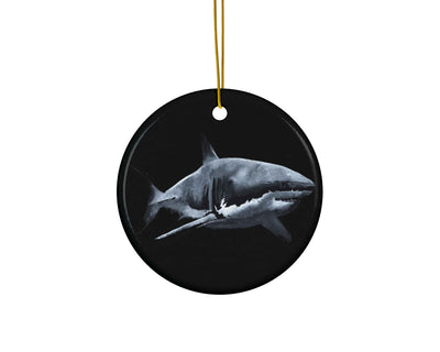 Shark in the Dark Ceramic Christmas Ornament