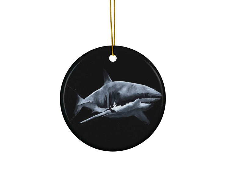 Shark in the Dark Ceramic Christmas Ornament