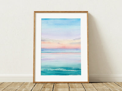 Pastel Sunrise I Coastal Watercolor Print – 5x7, 8x10, or 11x14 Fine Art by ALR Designs
