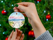 Sunset Beach Path Ceramic Christmas Ornament