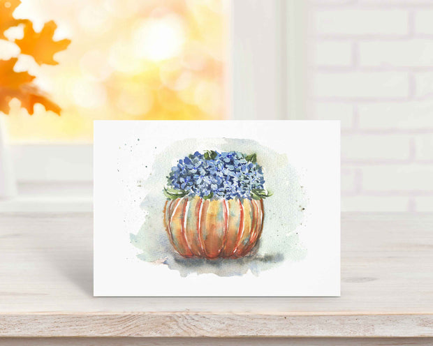 Hydrangea Pumpkin 5x7 Blank Greeting Card