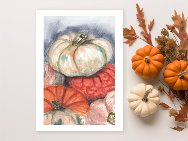 Pumpkin Grey 5x7 Blank Greeting Card