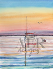 Rainbow Sunset Sail 5x7, 8x10 or 11x14 in Fine Art Print