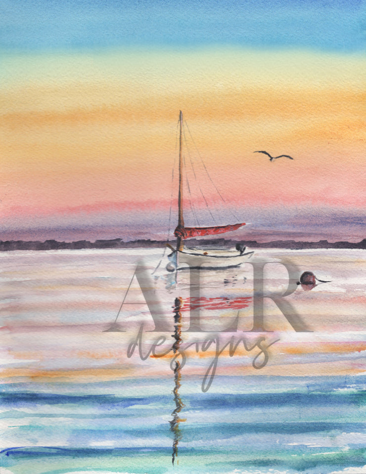 Rainbow Sunset 5x7 Blank Greeting Card