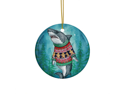 Christmas Sweater Shark Ceramic Christmas Ornament