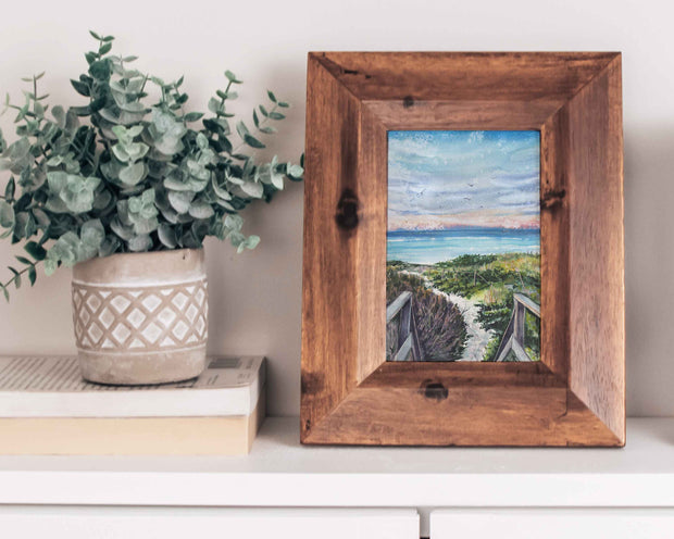 Steps Beach Sunset, Coastal Watercolor Print – 5x7, 8x10, or 11x14 Fine Art by ALR Designs
