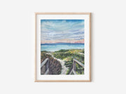 Steps Beach Sunset, Coastal Watercolor Print – 5x7, 8x10, or 11x14 Fine Art by ALR Designs
