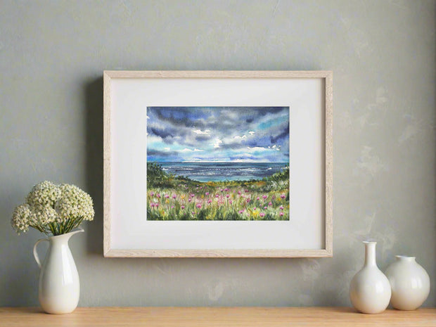 Seaside Wildflowers Coastal Watercolor Print – 5x7, 8x10, or 11x14 Fine Art by ALR Designs
