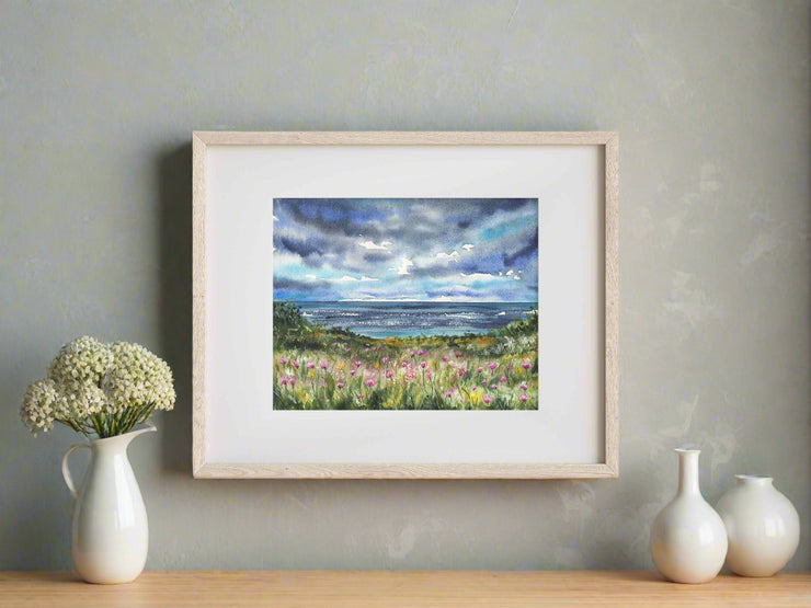 Seaside Wildflowers Coastal Watercolor Print – 5x7, 8x10, or 11x14 Fine Art by ALR Designs