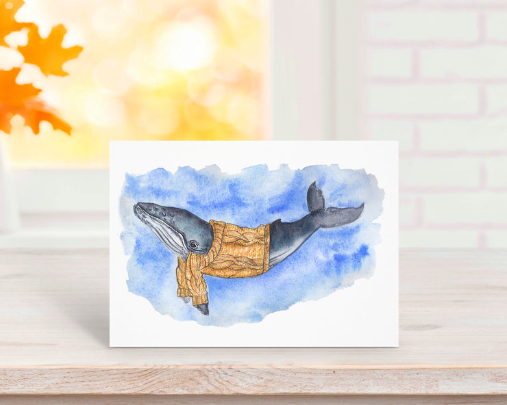 Sweata Weatha Whale 5x7 Blank Greeting Card