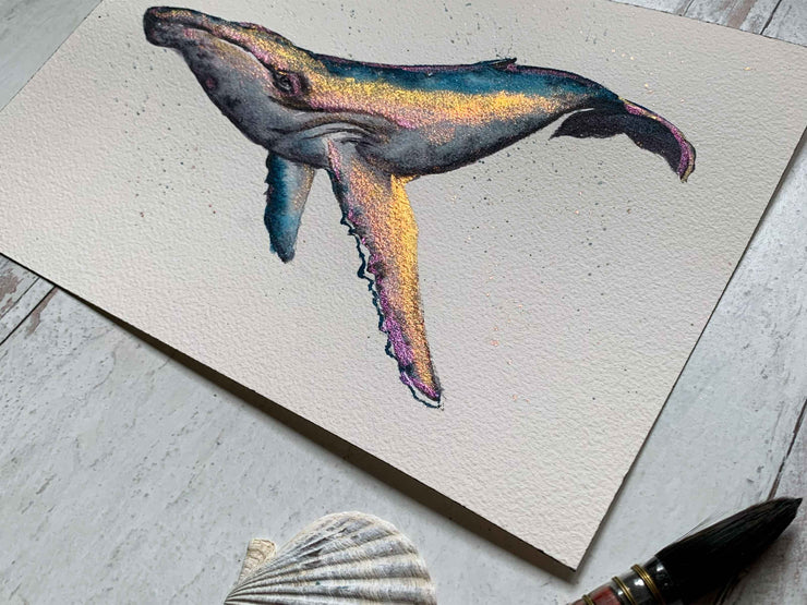 Metallic Humpback 01 Original Watercolor Painting