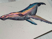 Metallic Humpback 01 Original Watercolor Painting