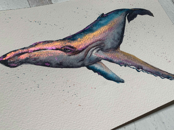 Metallic Humpback 01 Original Watercolor Painting