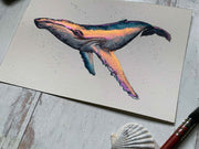 Metallic Humpback 01 Original Watercolor Painting