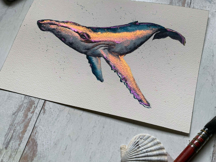 Metallic Humpback 01 Original Watercolor Painting