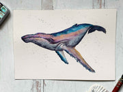 Metallic Humpback 01 Original Watercolor Painting