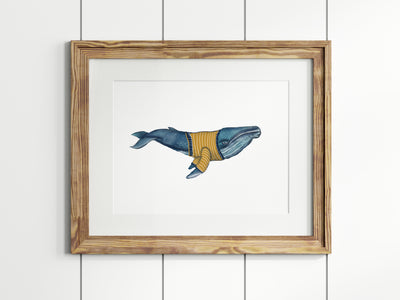 Yellow Shirt Whale  8x10 or 5x7 in. Fine Art Print