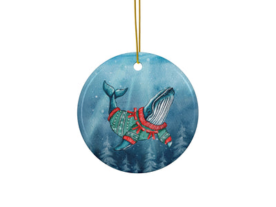 Christmas Sweater Whale Ceramic Christmas Ornament
