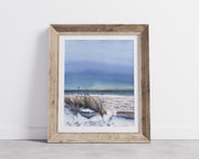 Icy Beach watercolor print, 8x8 or 8x10  Fine Art Print