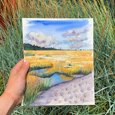 RESERVED- original painting, Long Beach Marsh