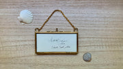 "Beach Fence" Mini Original Painting in Hanging Brass Frame