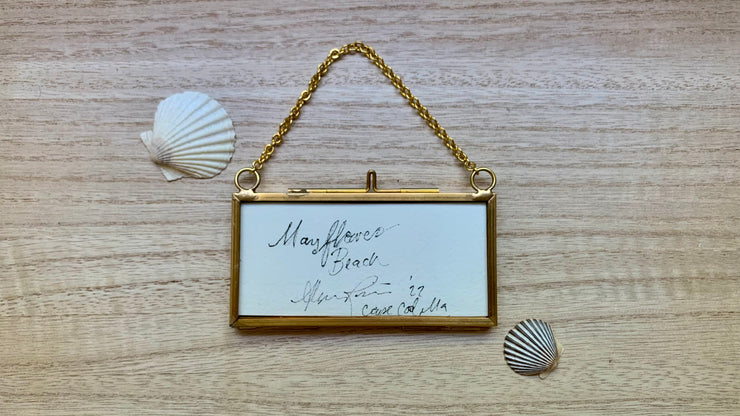 "Mayflower Beach" Mini Original Painting in Hanging Brass Frame