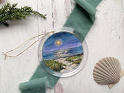 Hand-painted Watercolor "Moonlit Beach" Ornament