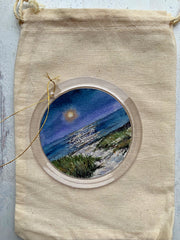 Hand-painted Watercolor "Moonlit Beach" Ornament
