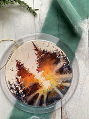 Hand-painted Watercolor "Tree Glow" Christmas" Ornament