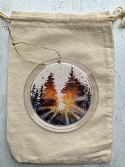 Hand-painted Watercolor "Tree Glow" Christmas" Ornament