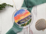 Hand-painted Watercolor "Sunset Dunes Christmas" Ornament