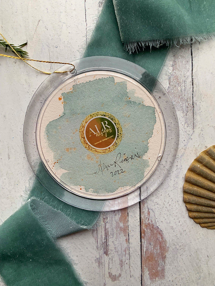 Hand-painted Watercolor " Sunset Christmas beach tree" Ornament
