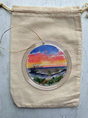 Hand-painted Watercolor "Sunset Dunes Christmas" Ornament