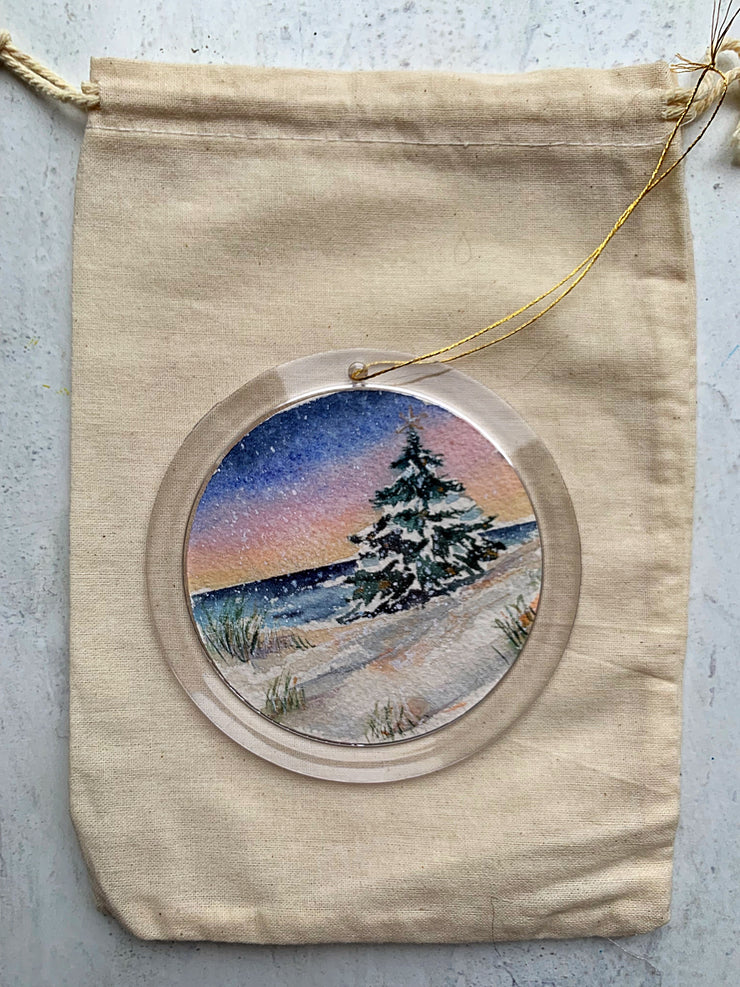Hand-painted Watercolor " Christmas Dunes Tree" Ornament