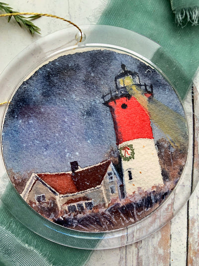 Hand-painted Watercolor " Nauset Christmas" Ornament
