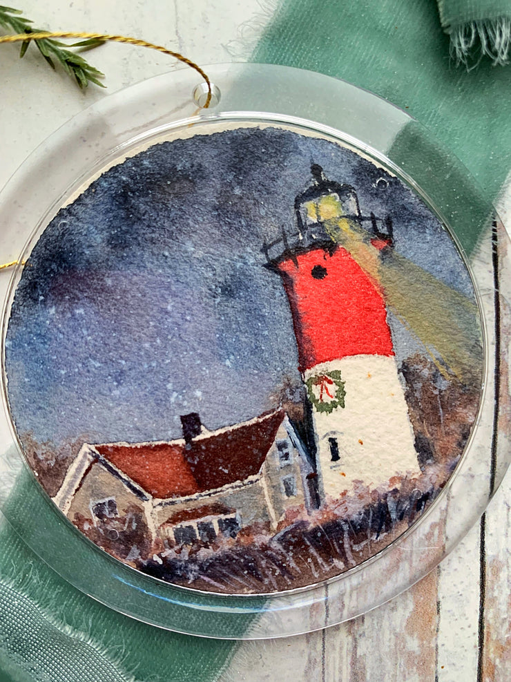 Hand-painted Watercolor " Nauset Christmas" Ornament