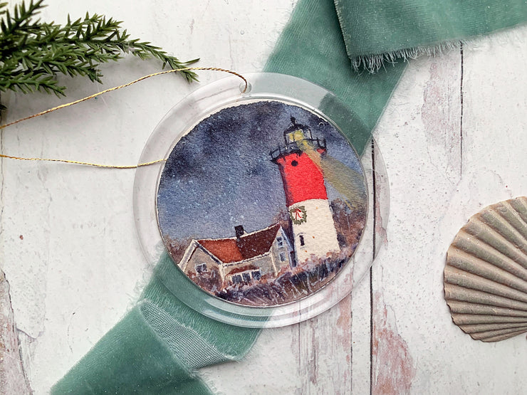 Hand-painted Watercolor " Nauset Christmas" Ornament