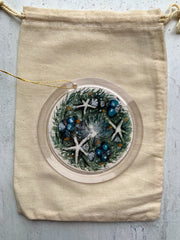 Hand-painted Watercolor "Coastal Wreath" Ornament