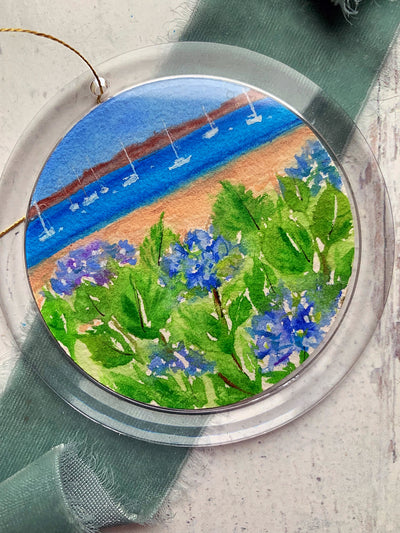 Hand-painted Watercolor Gouache "Hyannis Hydrangeas" Ornament