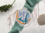 Hand-painted Watercolor "Whale Moon" Ornament