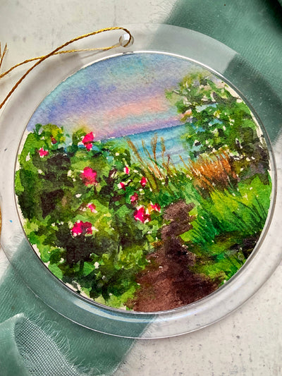 Hand-painted Watercolor "Fort Hill Summer" Ornament