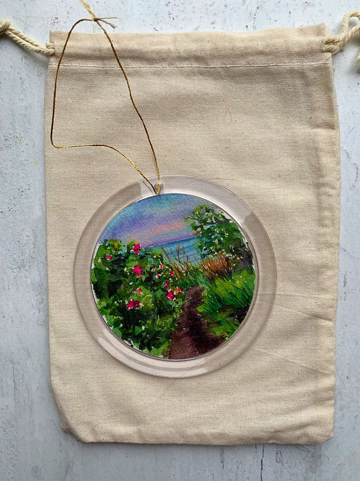 Hand-painted Watercolor "Fort Hill Summer" Ornament