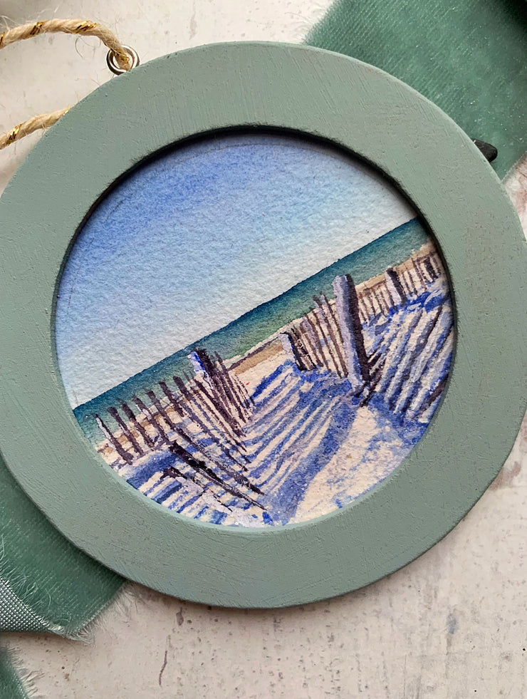 Hand-painted Watercolor "Snow at the Beach" Ornament