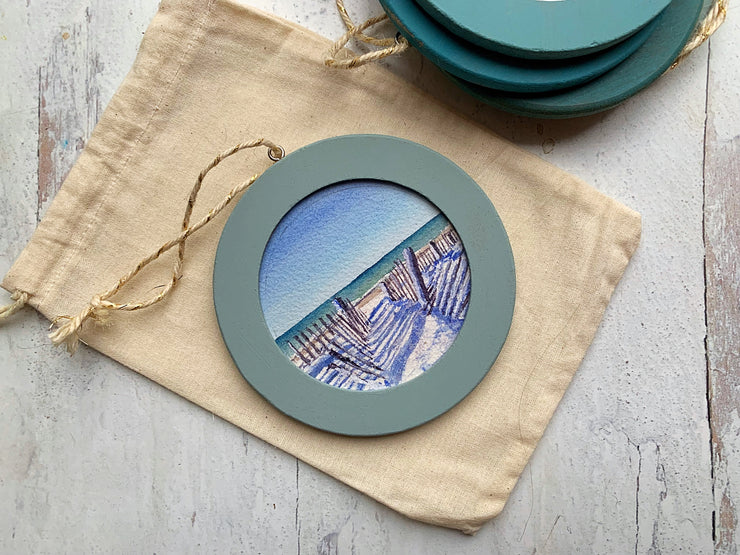 Hand-painted Watercolor "Snow at the Beach" Ornament