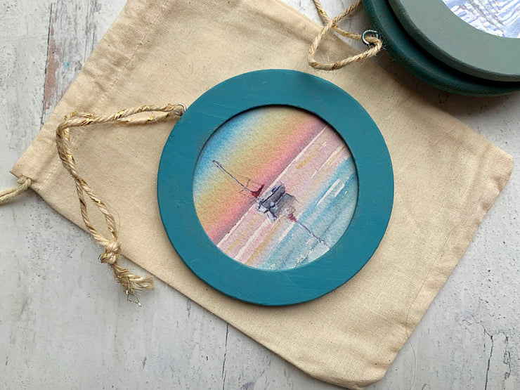 Hand-painted Watercolor "Sunset Sailing" Ornament